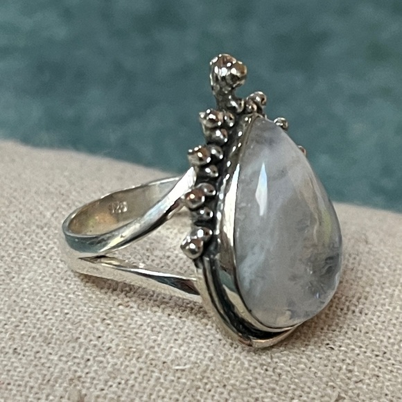 New Rainbow Moonstone Sterling Silver Boho Ring size 8 - Picture 4 of 9